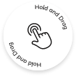 Button with mouse hand that reads click and drag