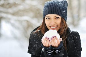 Woman with snow.